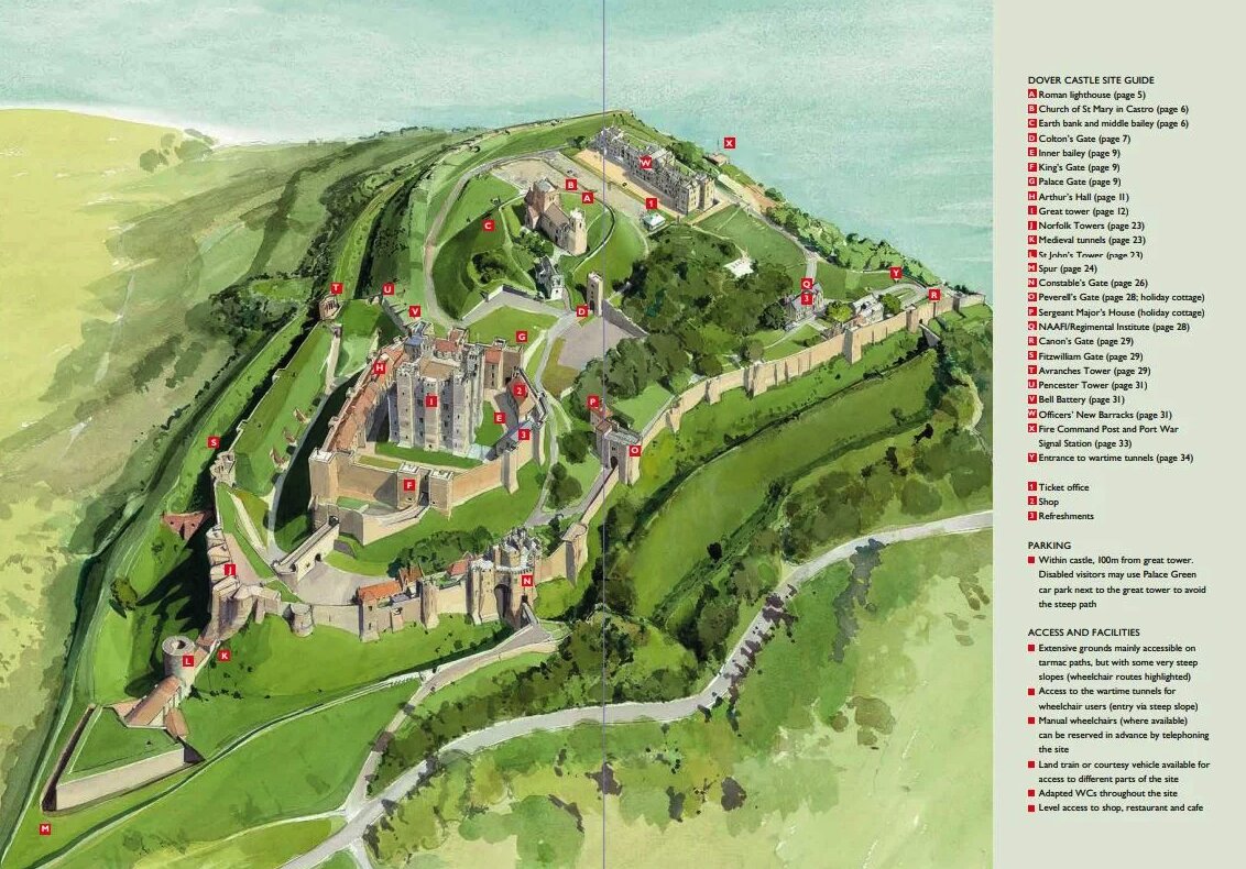 Dover Castle site map and layout