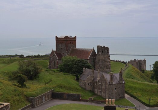 Panoramic view from Dover Castle towards the English Channel