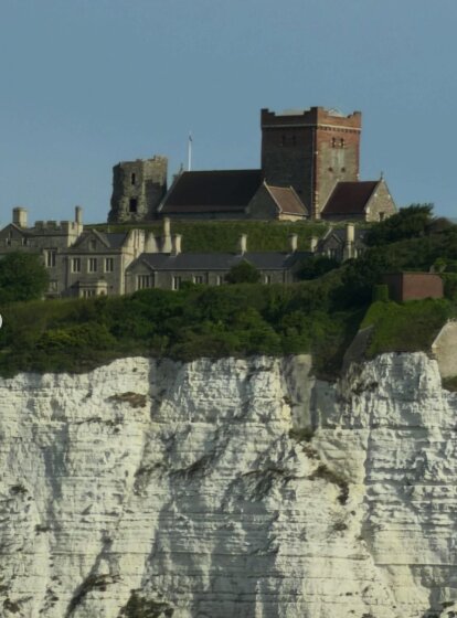 Dover Castle perched above the White Cliffs of Dover